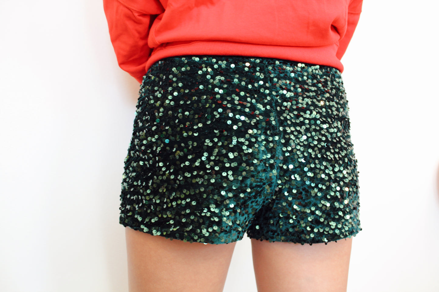 Hunter Green Sequin Shorts