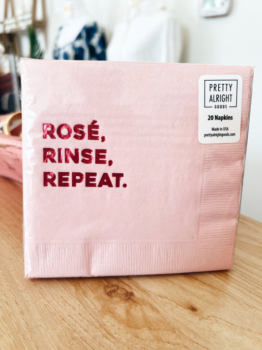 Rosé Rinse Repeat Cocktail Napkins