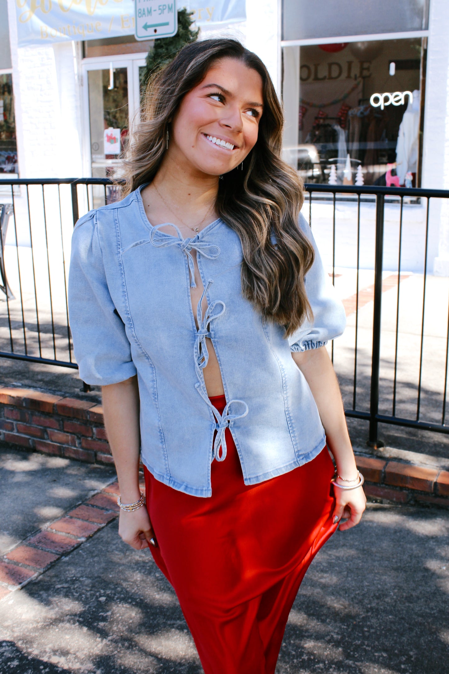 Denim Front Tie Top