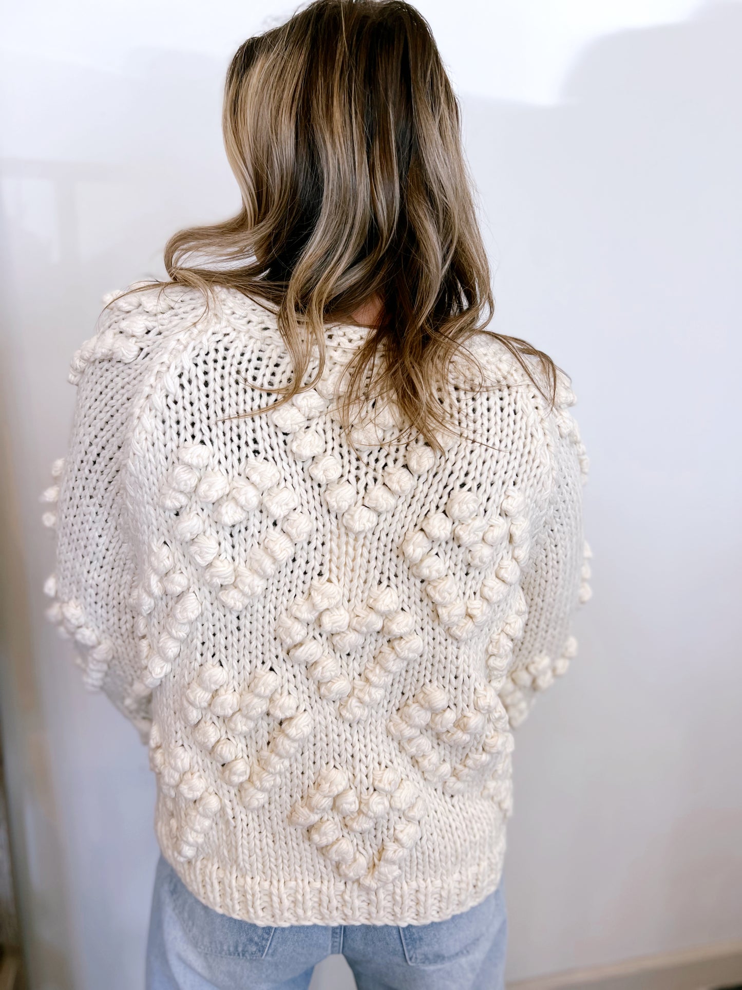 Cream Pom Pom Cardigan