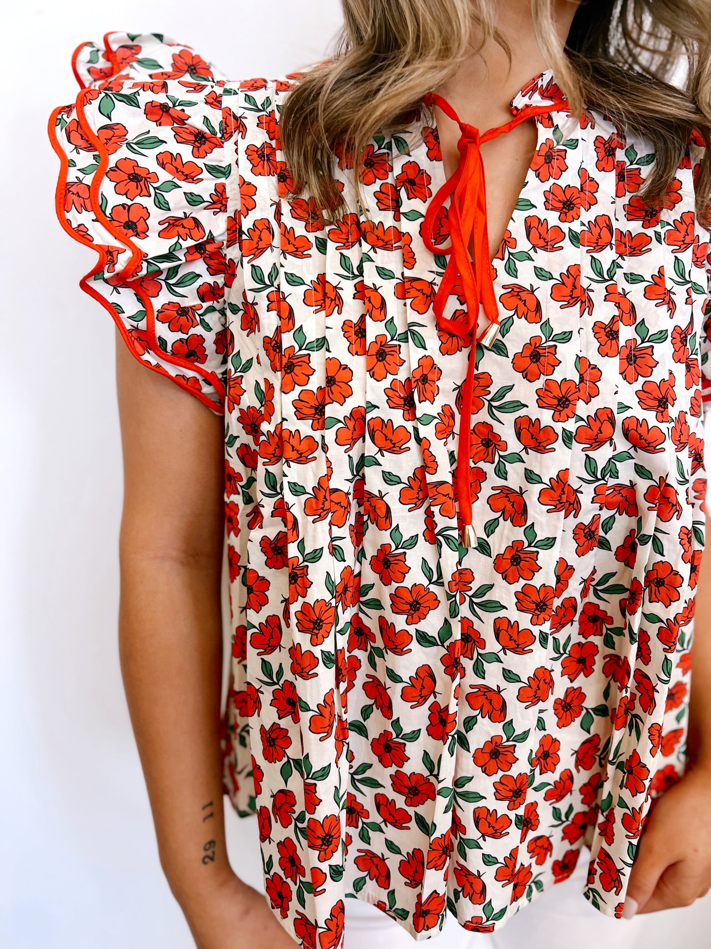 Red Floral Blouse