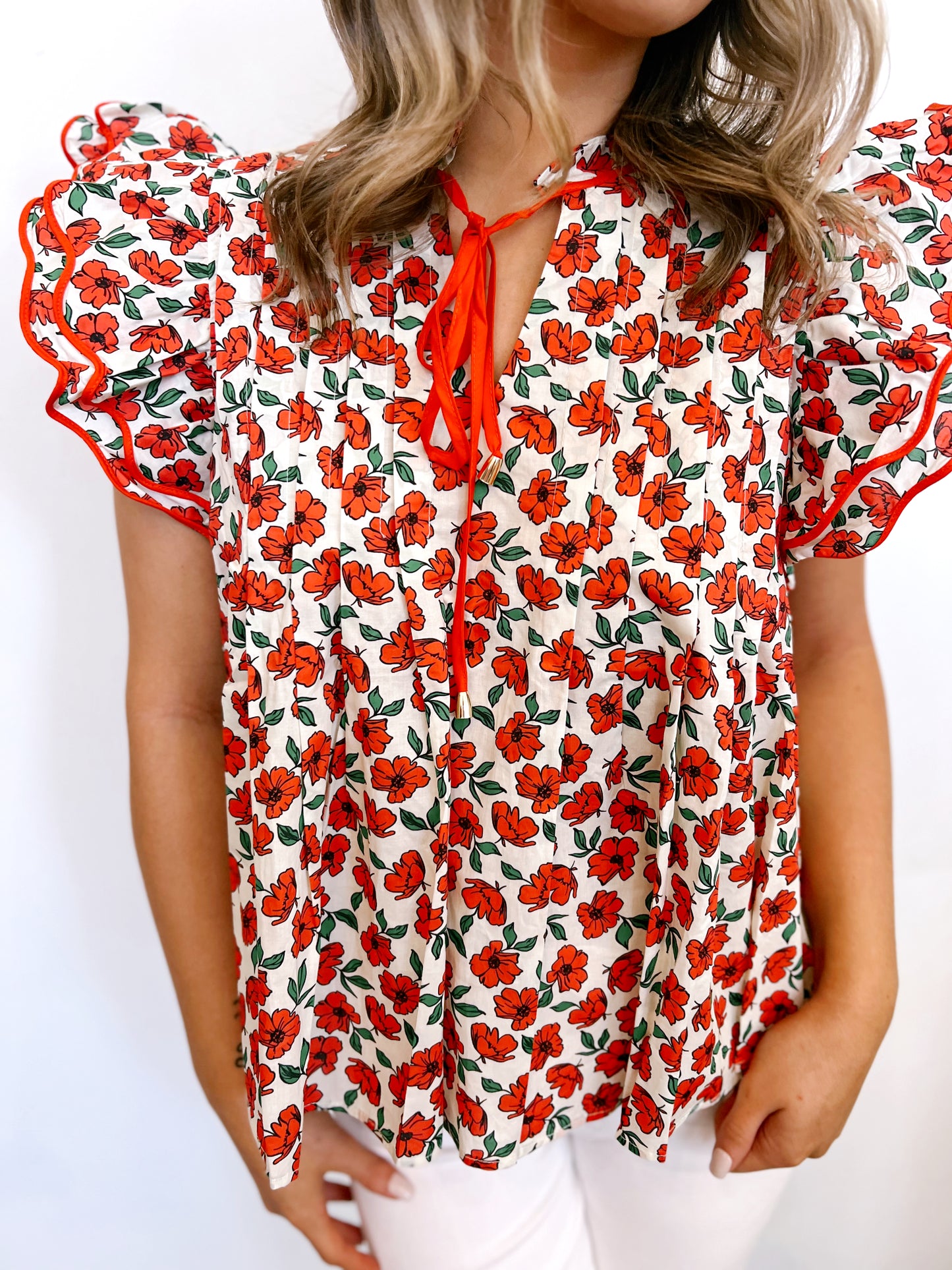 Red Floral Blouse