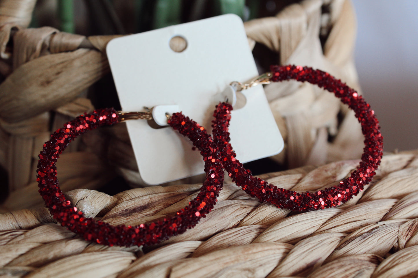 Red Glitter Hoops