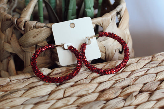 Red Glitter Hoops