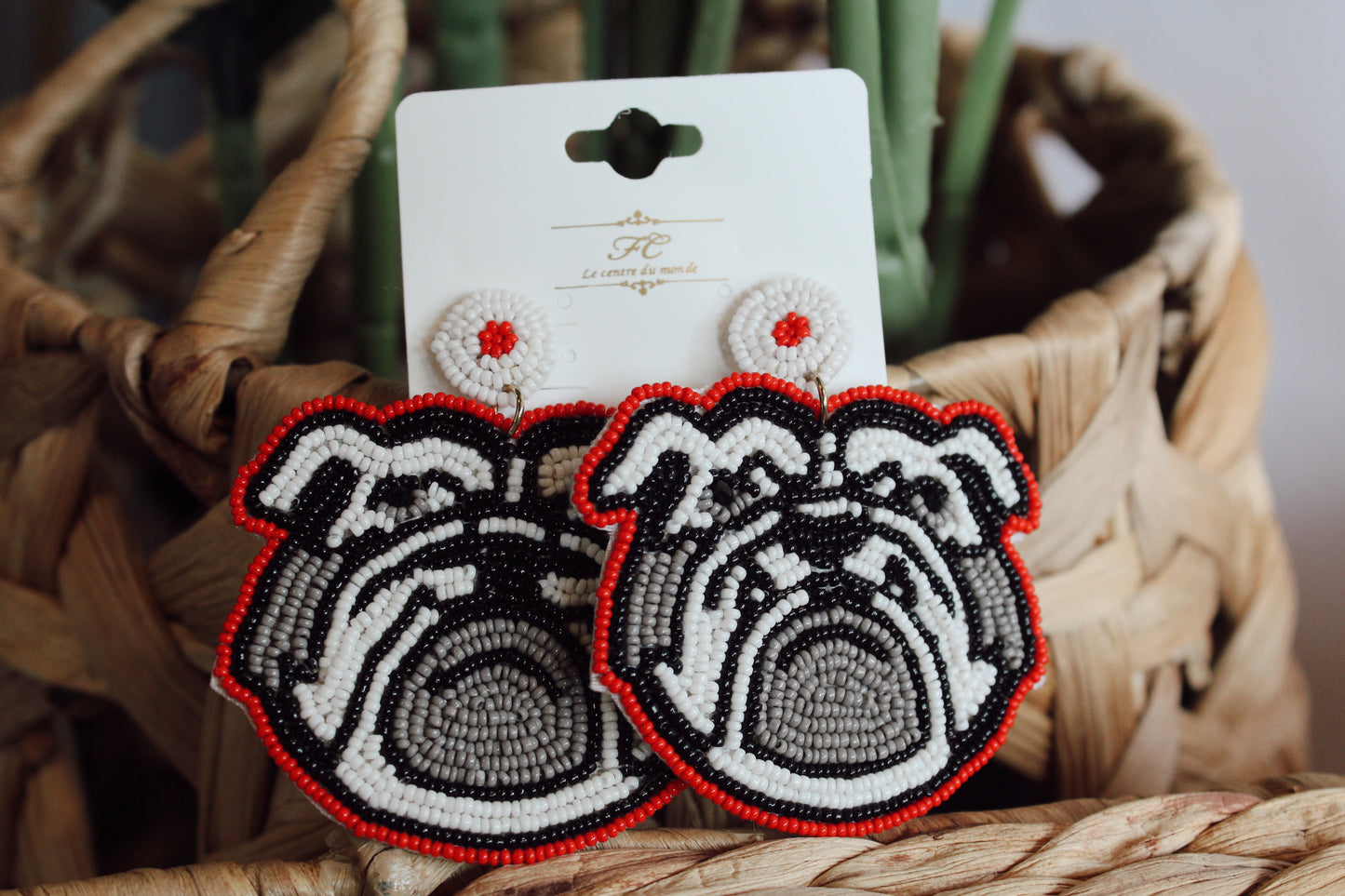 Bulldog Beaded Earrings