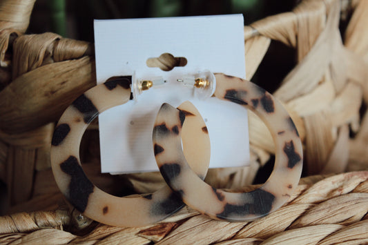 Brown Tortoise Hoop Earrings