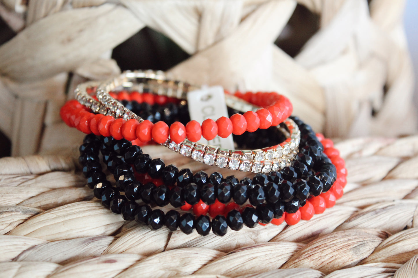 Red/Black Beaded Bracelet Stack